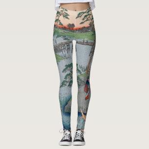 Mokuboji Temple Vintage Ukiyo-e Japanese Art Leggings