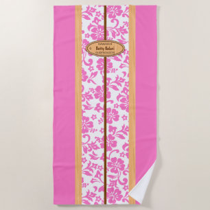 Mokuleia Hawaiian Faux Wood Monogram Surfboard Beach Towel