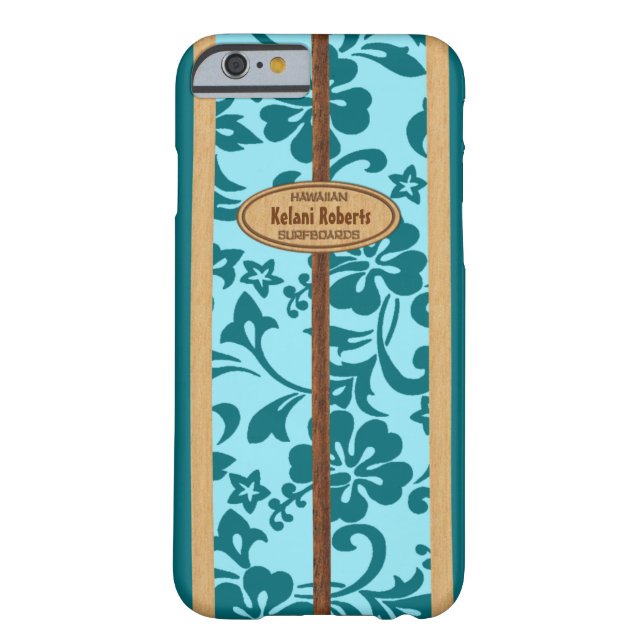 Mokuleia Hawaiian Faux Wood Monogram Surfboard Case-Mate iPhone Case (Back)