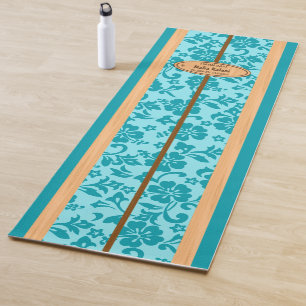 Mokuleia Hawaiian Hibiscus Monogram Surfboard Yoga Mat
