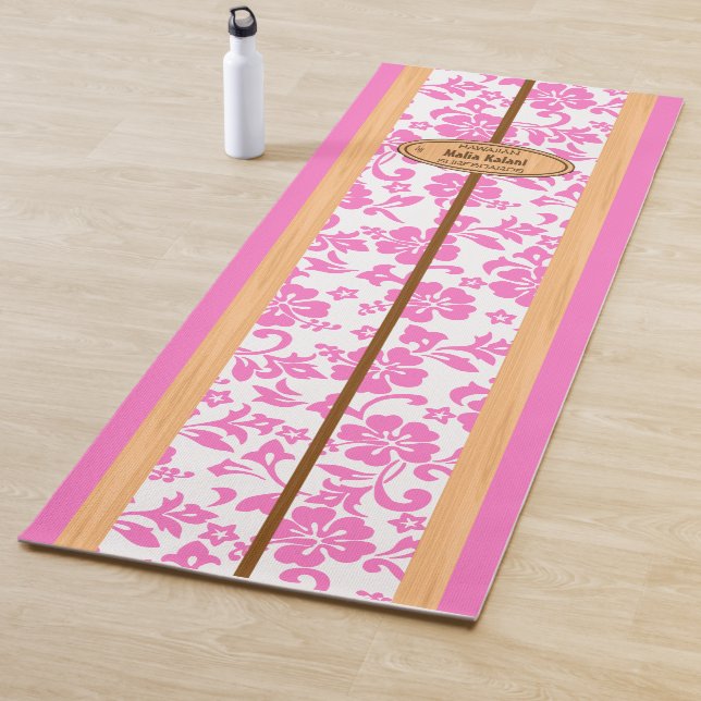 Mokuleia Hawaiian Hibiscus Monogram Surfboard Yoga Mat (In Situ)