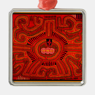 Mola Design by San Blas Indians Metal Tree Decoration