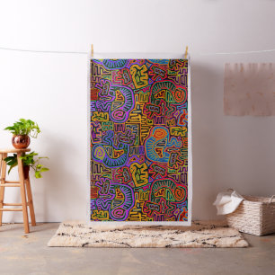 Mola Mystical Birds - Red Blue Green Ivory Blue  Fabric