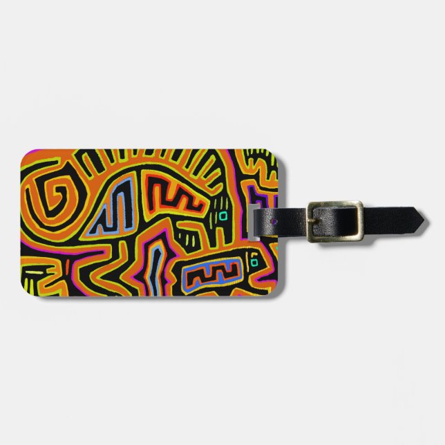 Mola Shaman Peyote Visions Luggage Tag (Front Horizontal)