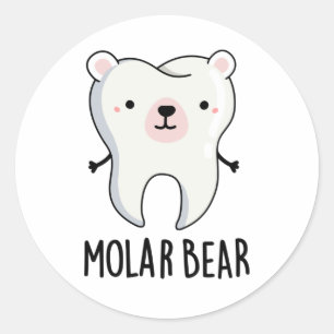 Molar Bear Funny Tooth Pun  Classic Round Sticker