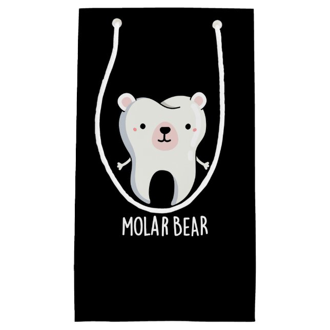 Molar Bear Funny Tooth Pun Dark BG Small Gift Bag (Front)