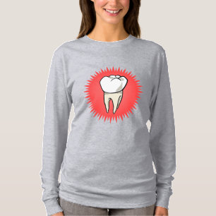 Molar freshly extracted on a red starburst T-Shirt