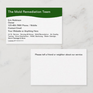 Mold And Storm Damage Remediation Services Business Card