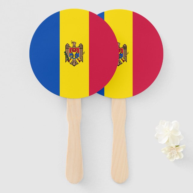 Moldavia flag hand fan (Front and Back)