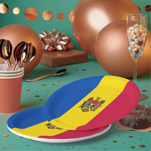 Moldavia flag paper plate (Multi)