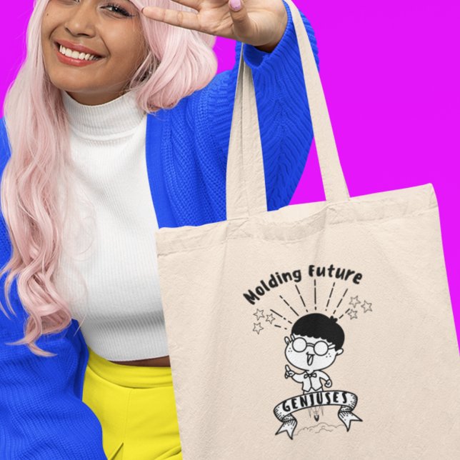 Molding Future Geniuses Funny Kindergarten Teacher Tote Bag (Shop now and celebrates your role in shaping young minds!)