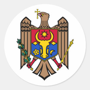 Moldova country coat arms symbol emblem flag classic round sticker