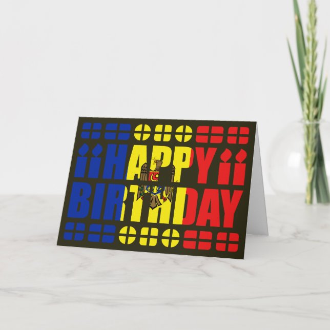 Moldova Flag Birthday Card (Front)