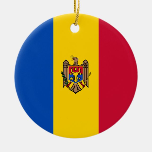 Moldova Flag Ceramic Tree Decoration (Front)
