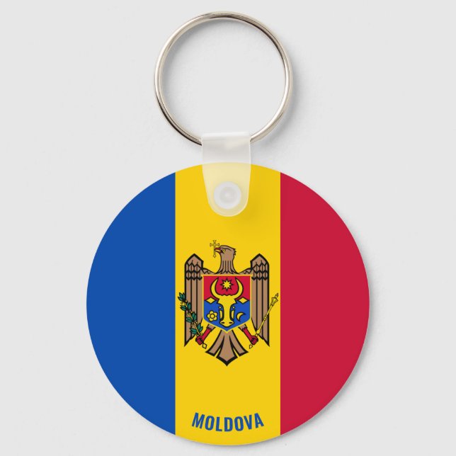 Moldova Flag Charming Patriotic Key Ring (Front)