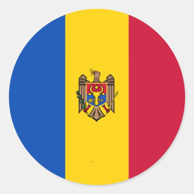Moldova Flag Classic Round Sticker (Front)