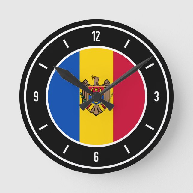Moldova Flag Elegant Round Clock (Front)