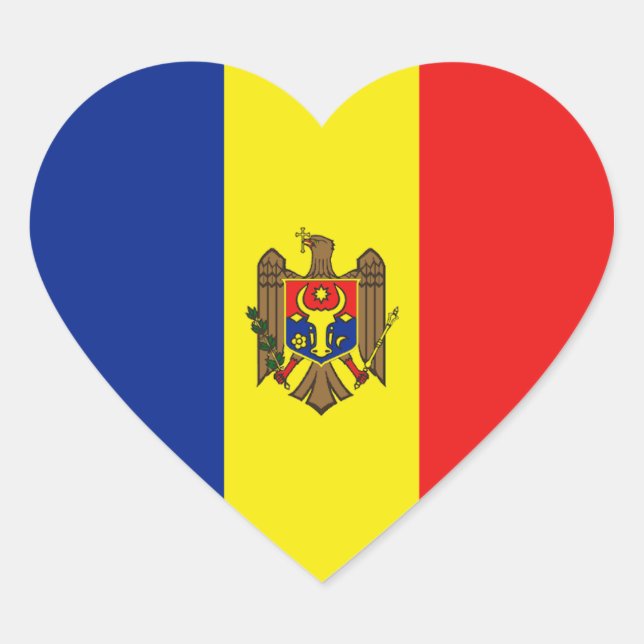Moldova Flag Heart Sticker (Front)