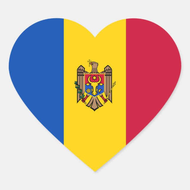 Moldova Flag Heart Sticker (Front)