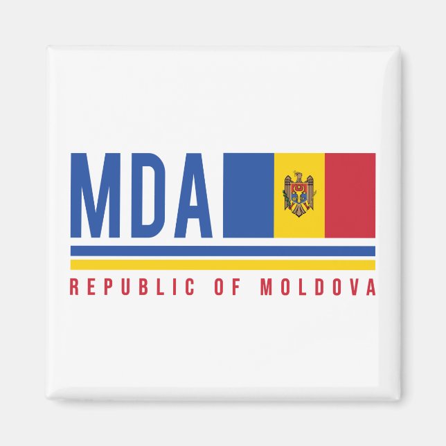 Moldova Flag & ISO Code Design Magnet (Front)