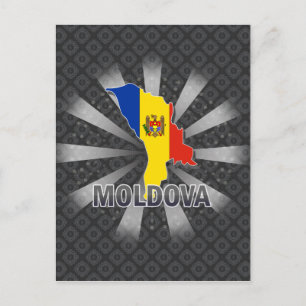 Moldova Flag Map 2.0 Postcard