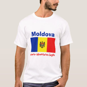 Moldova Flag + Map + Text T-Shirt