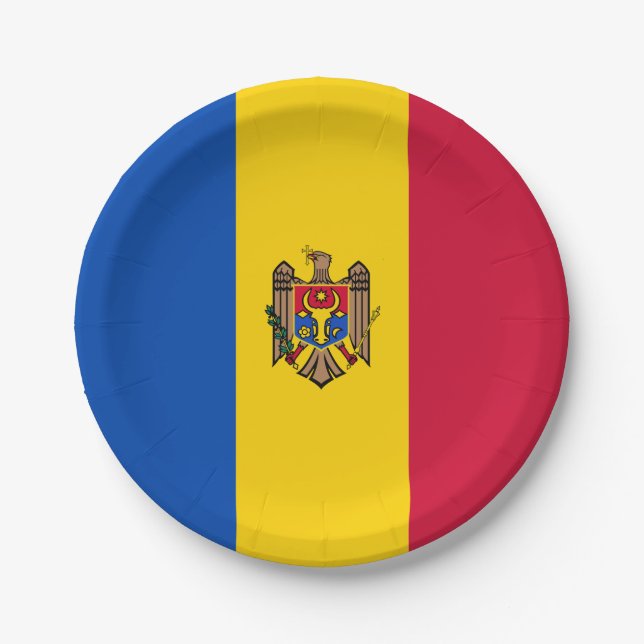 Moldova Flag Paper Plate (Front)