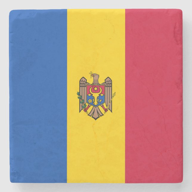 Moldova Flag Stone Coaster (Front)