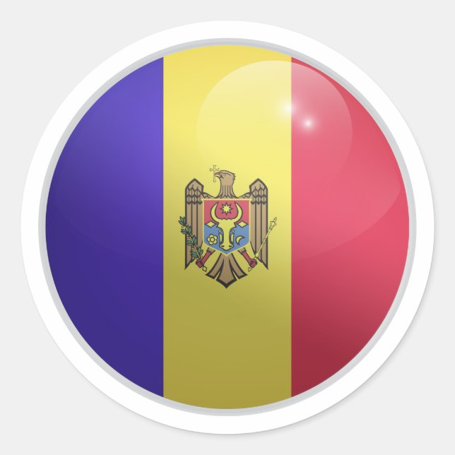 Moldova Glossy Circle Flag  Classic Round Sticker (Front)