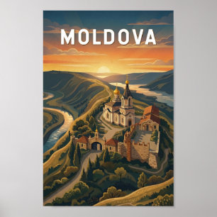 Moldova Illustration Travel Art Vintage Poster