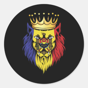 Moldova Lion King Flag Classic Round Sticker
