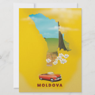 Moldova Map illustrated travel poster Invitation