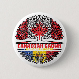 Moldova Moldovan Canadian Canada Tree Roots Flag 6 Cm Round Badge