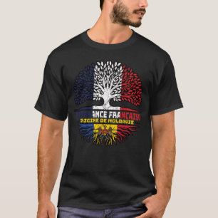 Moldova Moldovan French France Tree Roots Flag T-Shirt