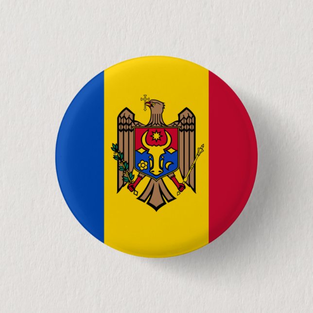 Moldova National Flag 3 Cm Round Badge (Front)
