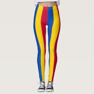 Moldova National Flag Colours Vertical Striped Leggings