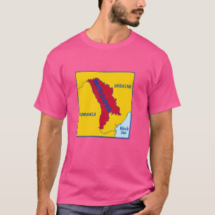 Moldova Political map in flag colours. Neighbourin T-Shirt