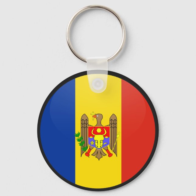 Moldova quality Flag Circle Key Ring (Front)
