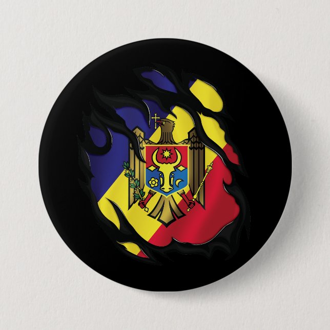 Moldova Ripped Flag 7.5 Cm Round Badge (Front)