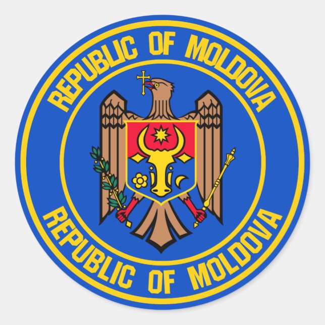 Moldova Round Emblem Classic Round Sticker (Front)