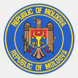 Moldova Round Emblem Classic Round Sticker