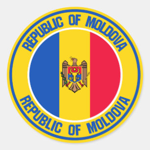 Moldova Round Emblem Classic Round Sticker