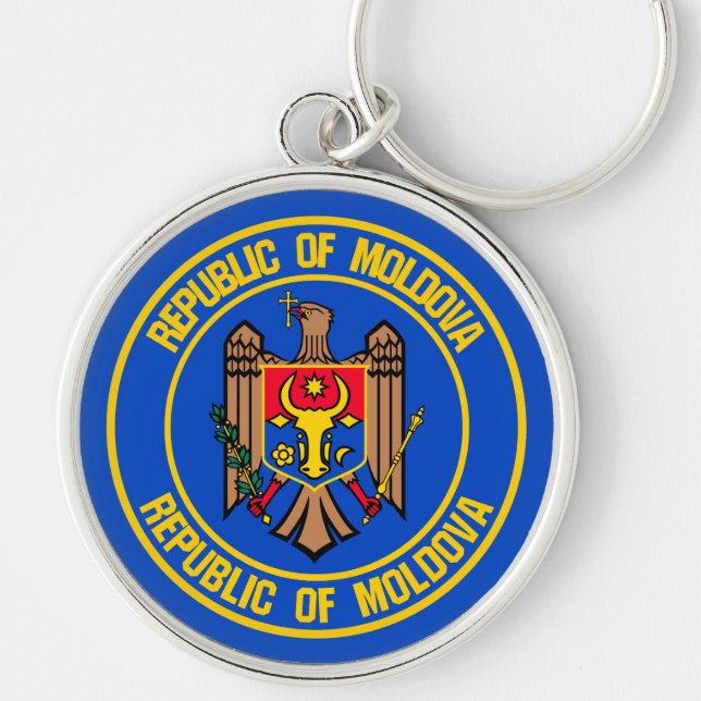 Moldova Round Emblem Key Ring (Front)