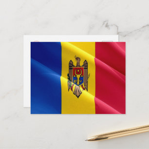 Moldova - Waving Flag - Postcard