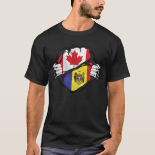 Moldovan Canadian Hands Ripped Roots Flag  T-Shirt