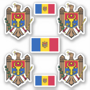 Moldovan coat of arms and flag Sticker