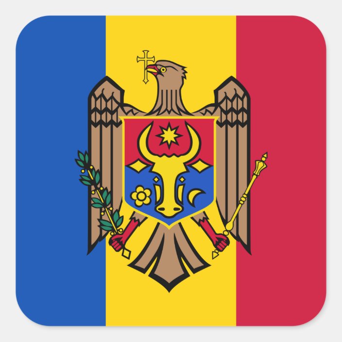 Moldovan Flag & Coat of Arms, Flag of Moldova Square Sticker Zazzle.co.uk