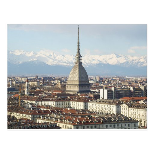 Image of Mole Antonelliana in Turin Italy seen from the hil Postcard