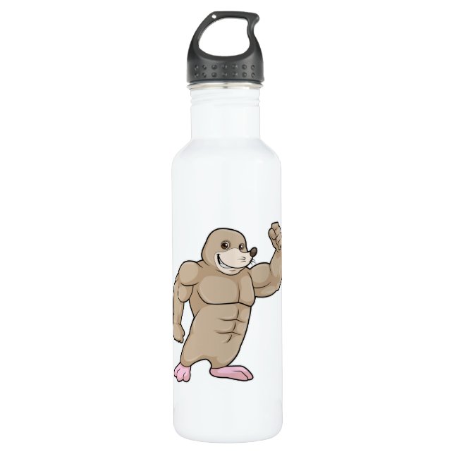 Mole as Bodybuilder with big Muscles 710 Ml Water Bottle (Front)