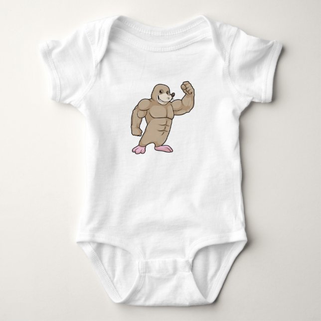 Mole as Bodybuilder with big Muscles Baby Bodysuit (Front)